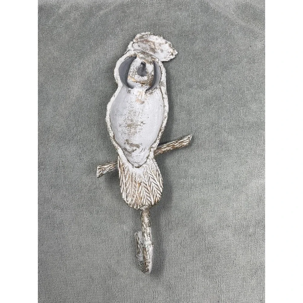 Cockatoo Wall Hook Gold White Tropical Parrot Decorative Bird Hanger 9.5in